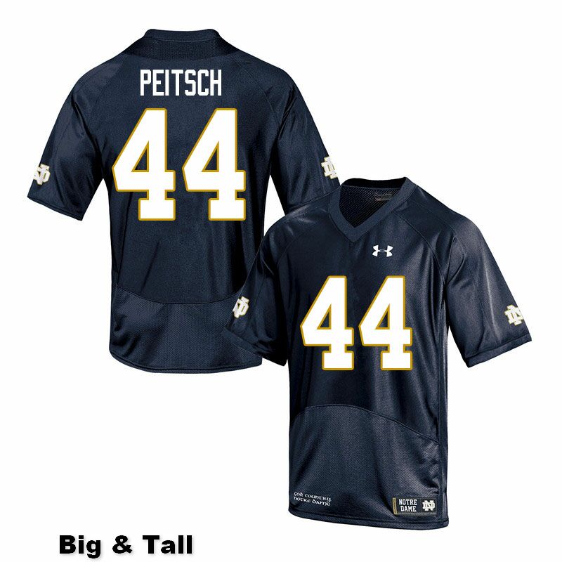 Men's NCAA Notre Dame Fighting Irish #44 Alex Peitsch Stitched College Under Armour Authentic Navy Big & Tall Football Jersey NB10N40ZU